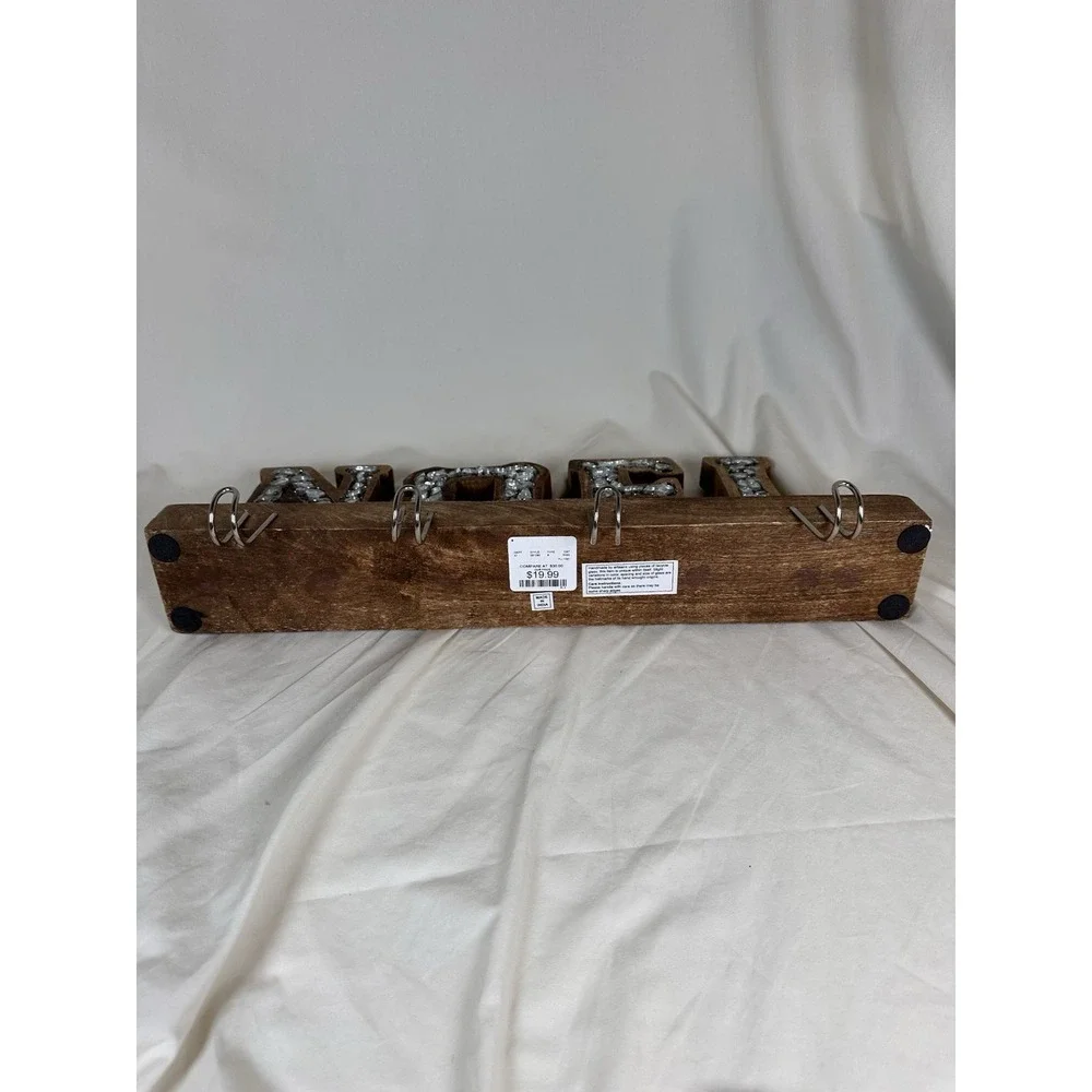 Handmade Wood NOEL Wall Hook Rack Mosaic Mirror Letters Christmas Decor India‎